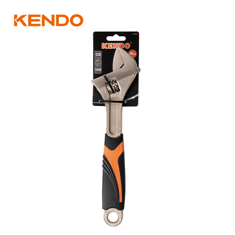 Kendo 12-Inch Carbon Steel Bi-Material Handle Adjustable Wrench