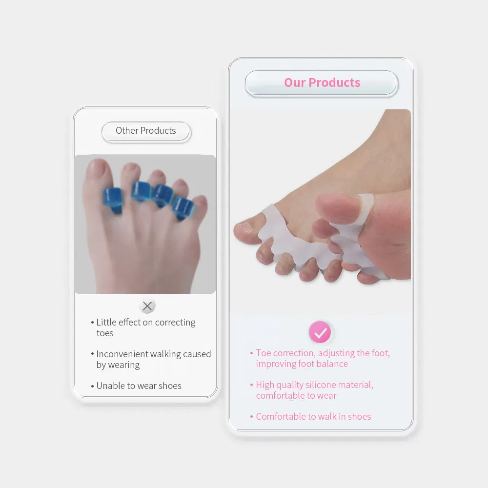 Foot Care Gel Toe Separator Stretcher Wholesale Silicone Five Toe Spacer Posture Bunion Corrector