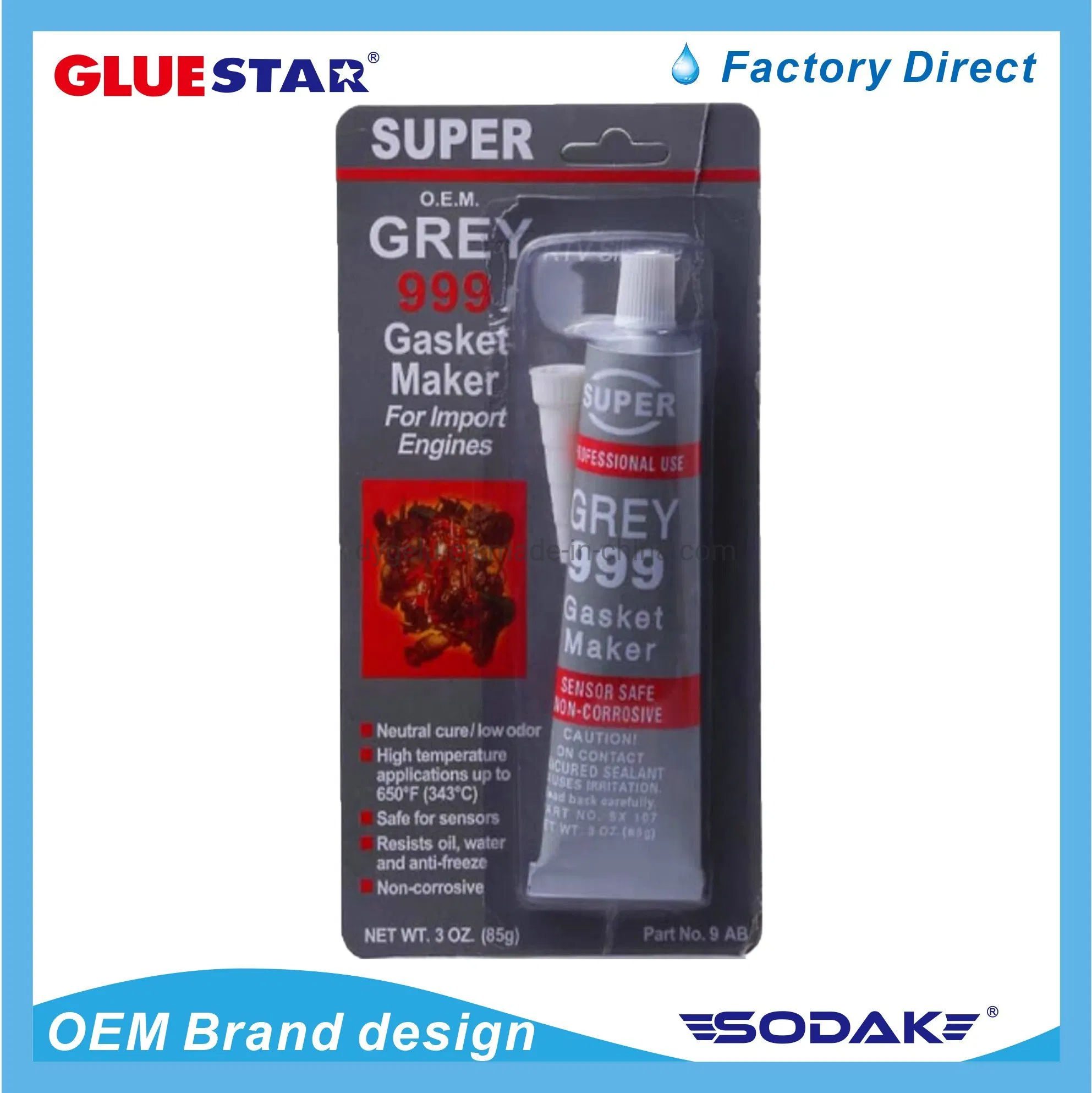 High-Temper Waterproof Fireproof RTV Silicone Sealant Gasket Maker Liquid RTV Silicone