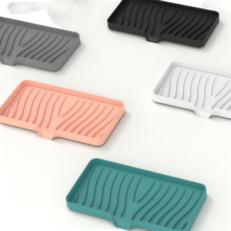 Modern Design Food-Grade Silicone Dish Drying Mat Non-Slip Heat-Resistant Eco-Friendly Durable Rectangle Pattern for Home Use