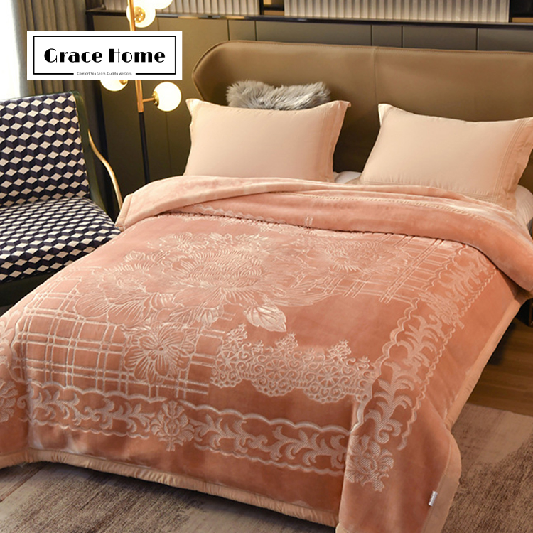 Тёплое плед-одеяло Raschel с тиснением, современный стиль