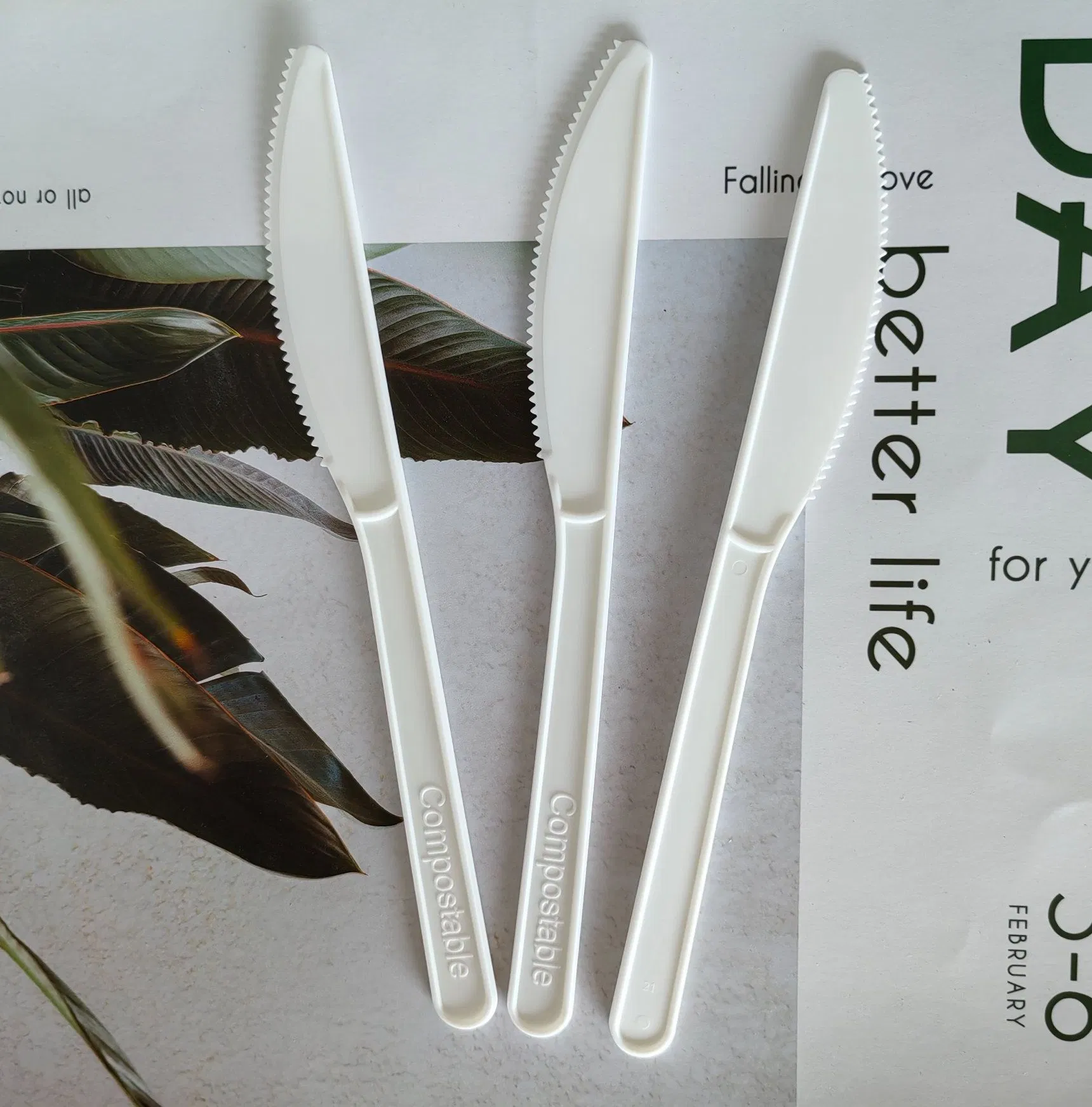 Biodegradable Flatware 100% Eco Compostable Knives Cpla Fork Spoon Tableware Set