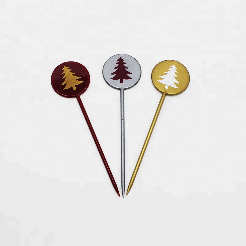 Colorful Printed Christmas Tree Party Disposable Fruit Skewers