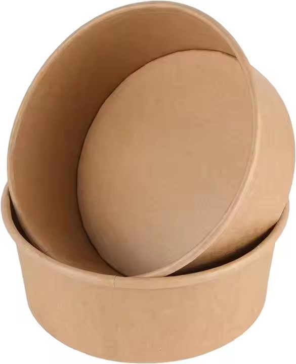 Ecofriendly Disposable Custom Logo Printing Kraft Paper Bowl with Paper PP Lid Factory Manufacturer