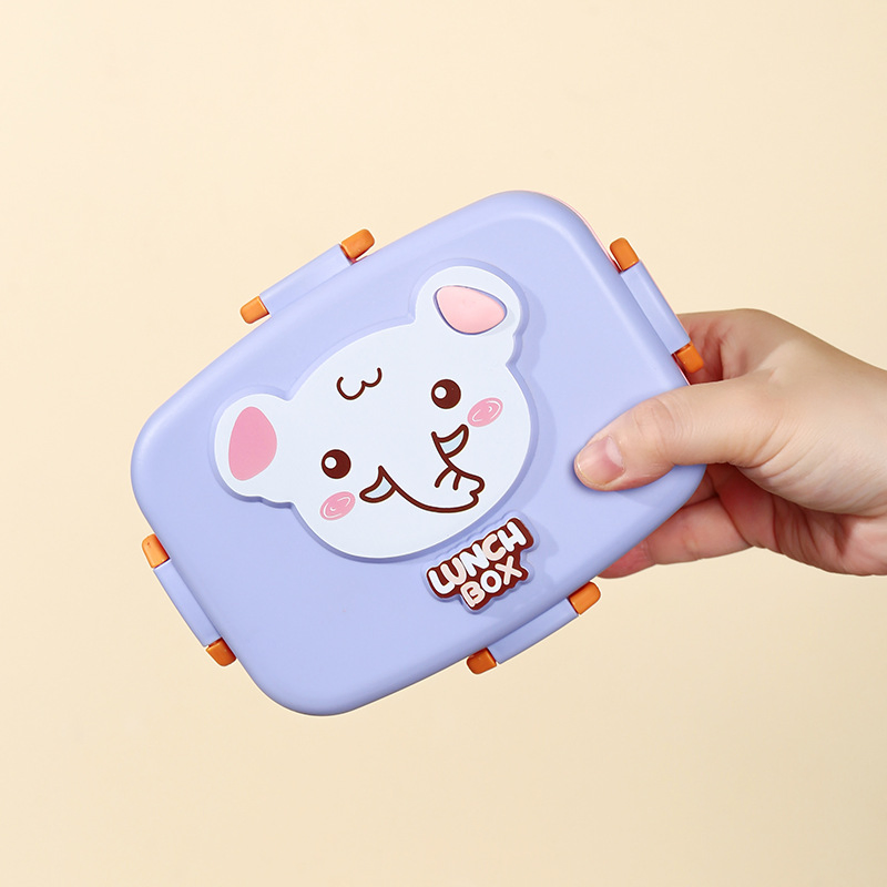 800 Ml BPA Free Square Animal Design Children Plastic Lunch Box Travel Microwave Safe Tiffin Food Storage Box