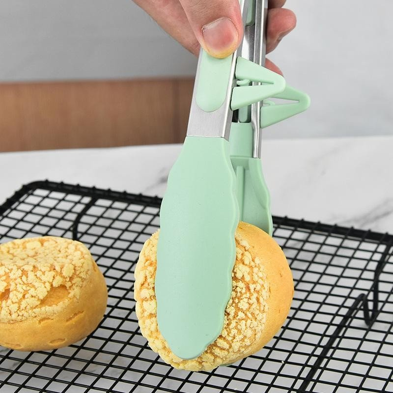 Silicone Food Tong Stainless Steel Handle Kitchen Tongs Silicone Non-Slip Spatula Tongs Jagged Tongs Kitchen Accessories