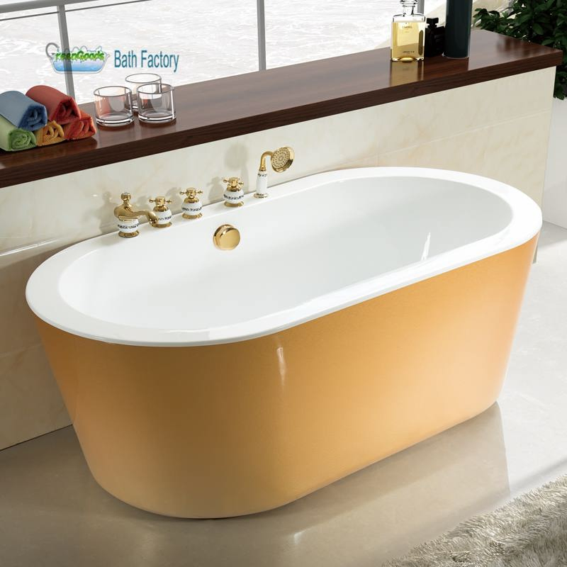 Переносная акриловая ванна золотого цвета