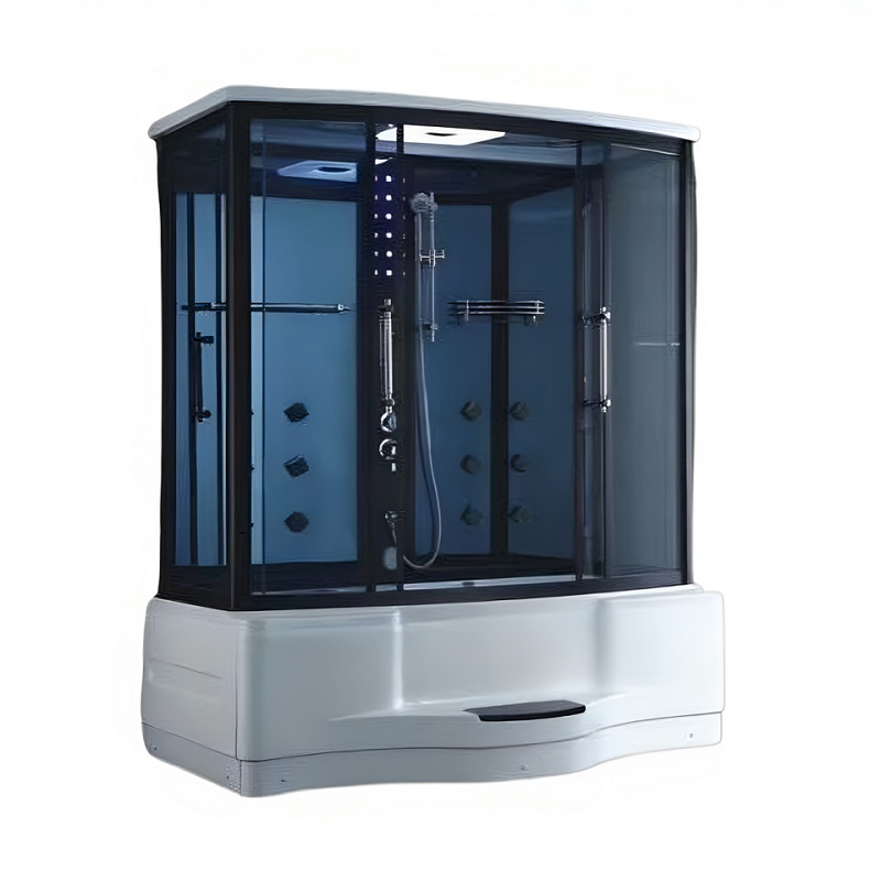 Luxury Massage with Soaking Steam Shower Cabin White Acrylic Back Enclosure Steam Room