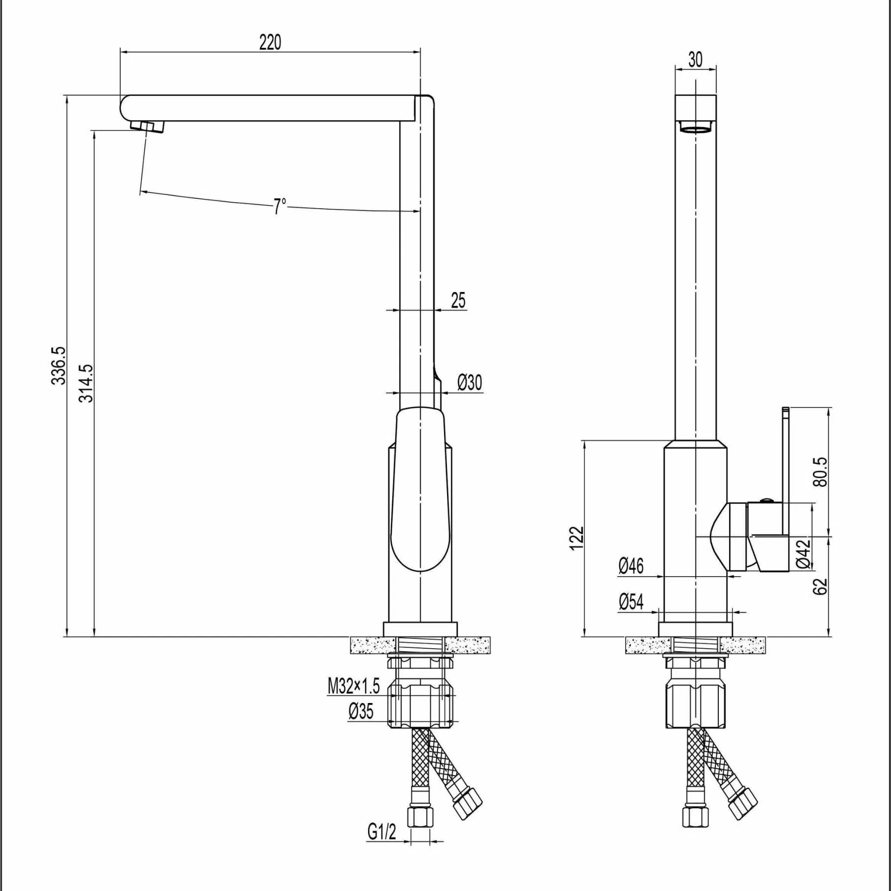 Смеситель для кухни однорычажный водопадный