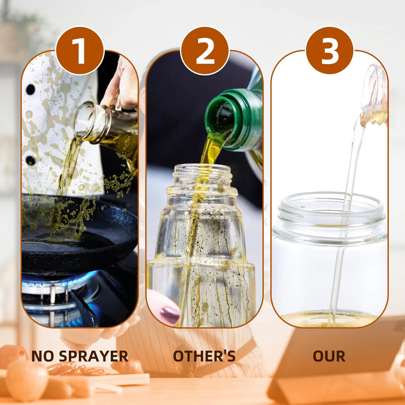 2 in 1 Olive Oil Spray and Pour Bottle Black Glass 470ml Oil Spray Bottle for Cooking