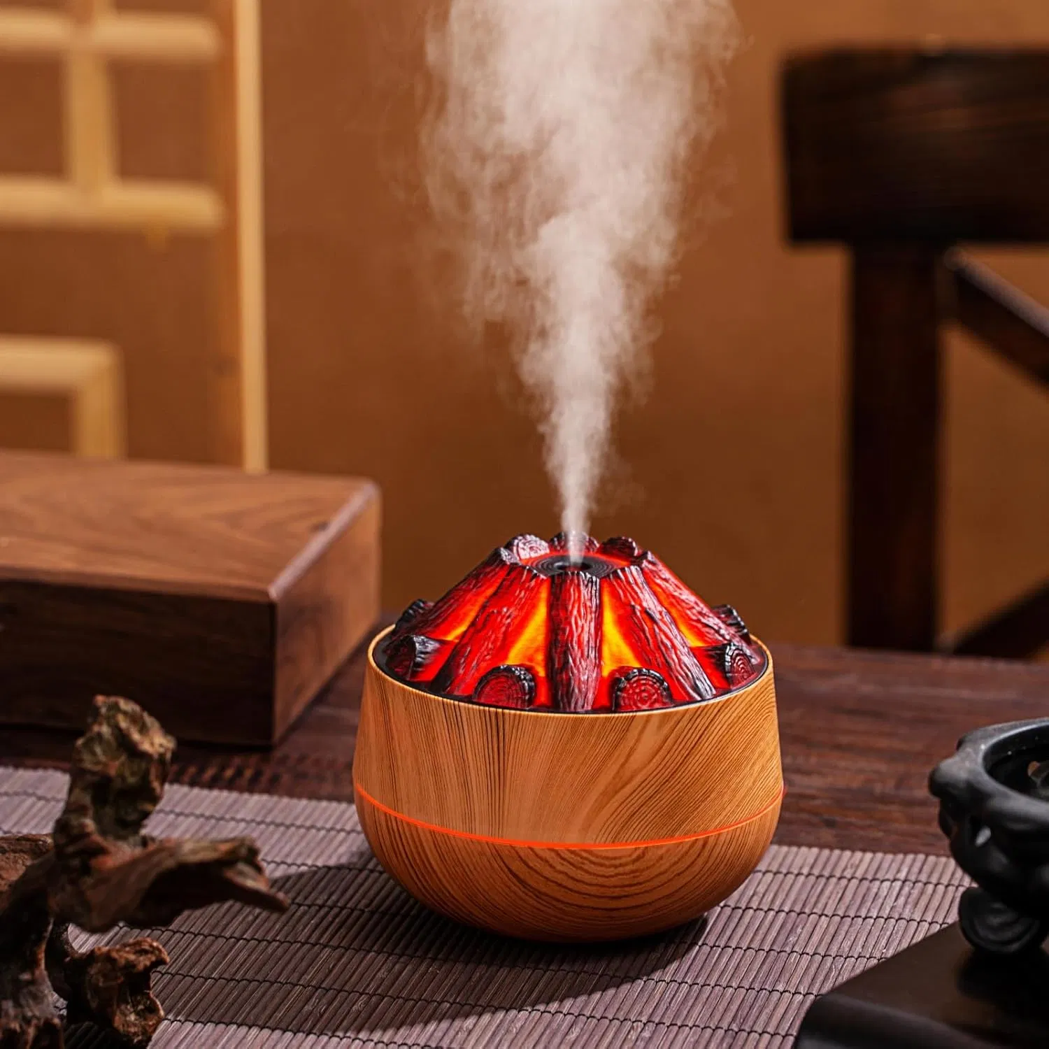 New Charcoal Humidifier Home Small Portable Large 300ml Capacity USB Desktop Humidifier Artificial Charcoal Fire Air Humidifier