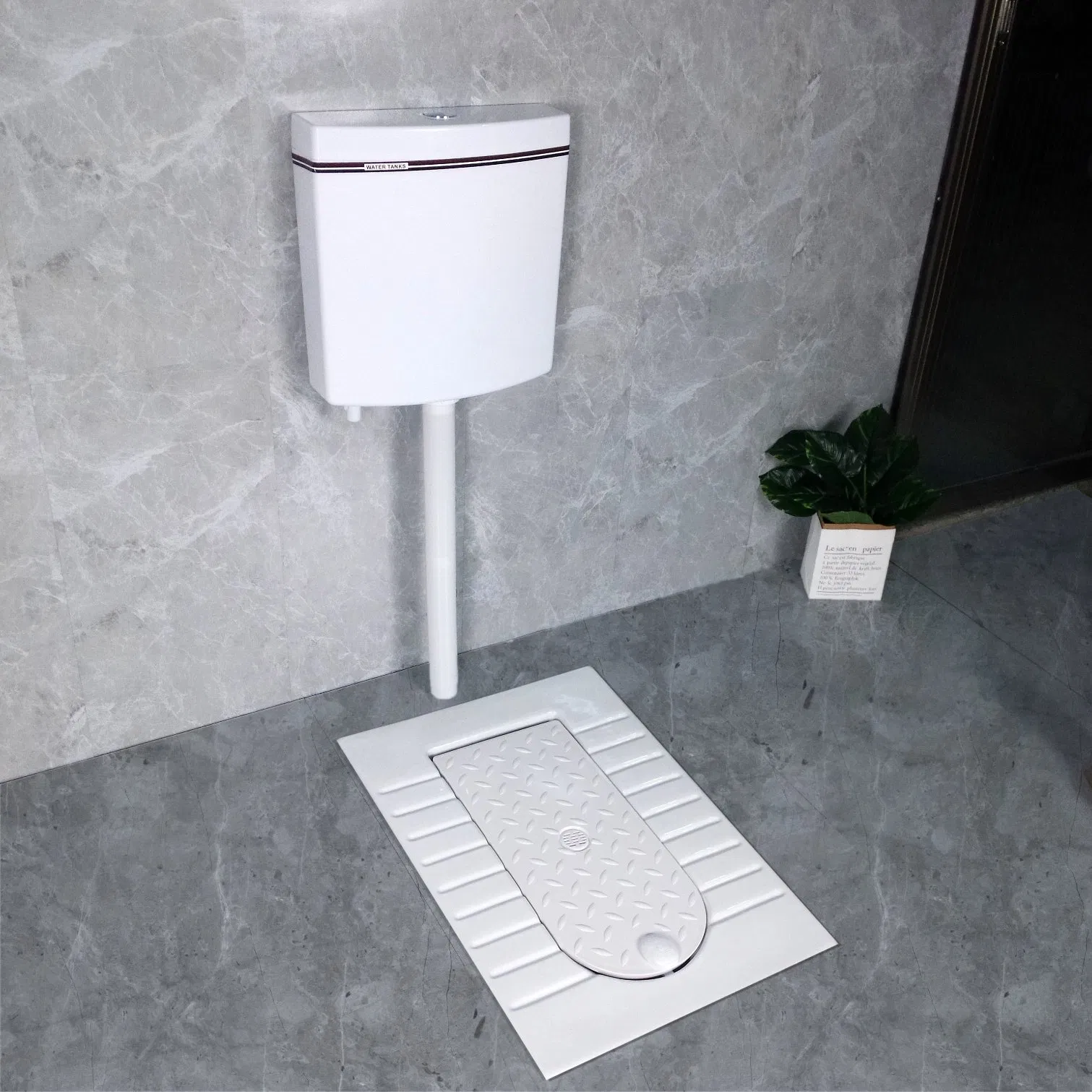 High Quality White Color Ceramic Floor Mounted Toilet Wc Pan with Cover Save Space Squatting Pan