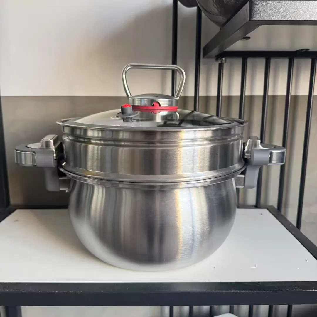 New 7L Stainless Steel Pressure Cooker Three-Layer Composite Steel Double Ear Soup Pot Hot Pot