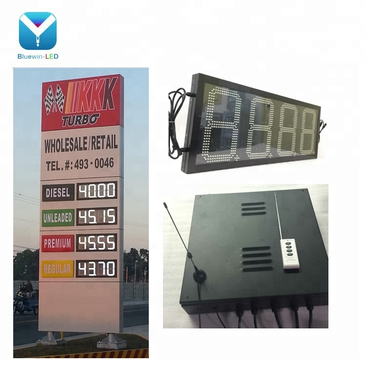 Bluewinled Gas Station LED Display Sign Board 7 Segment Billboard for Petrol and Diesel Price with Light Box