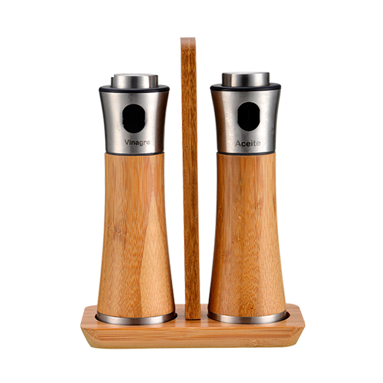 High Quality New Arrival Food-Grade Bamboo Olive Oil Sprayer Bottle Set for Cooking