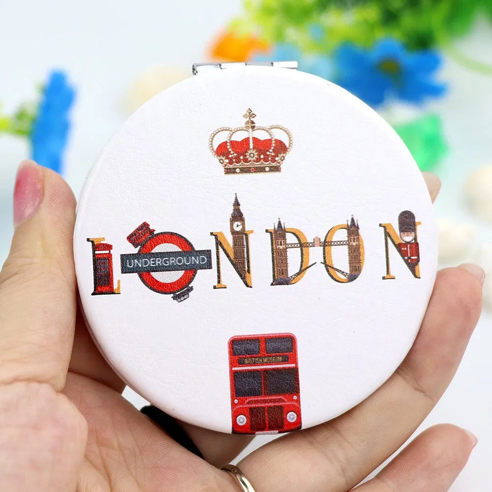 Personalized Logo Square London Souvenir Mirror Custom Mini Hand Foldable Pocket Mirror