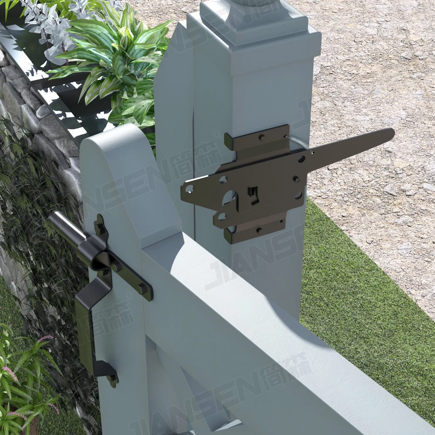 Metal Galvanized Steel Black Wood Fence Gate Kit with Post Strap Hinge