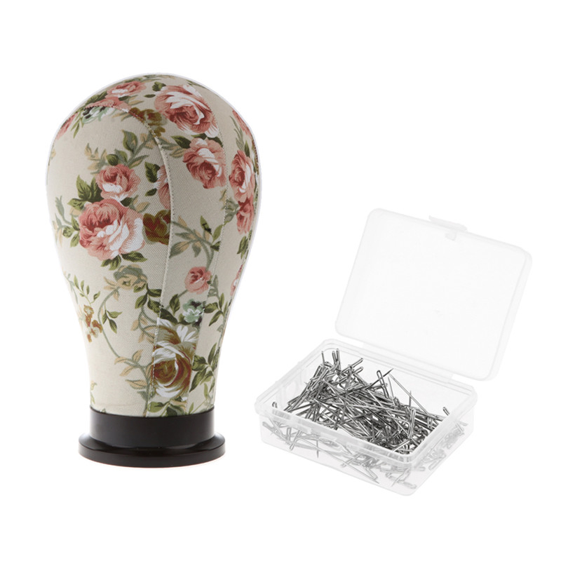 Манекен-голова для париков и тренировок с цветочным принтом