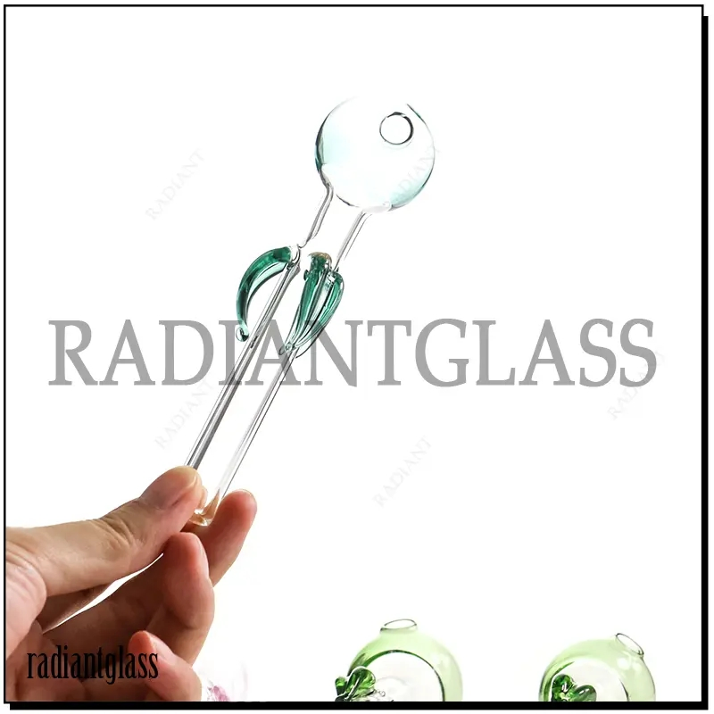 Flower Petal Colorful Glass Oil Burner Pipe