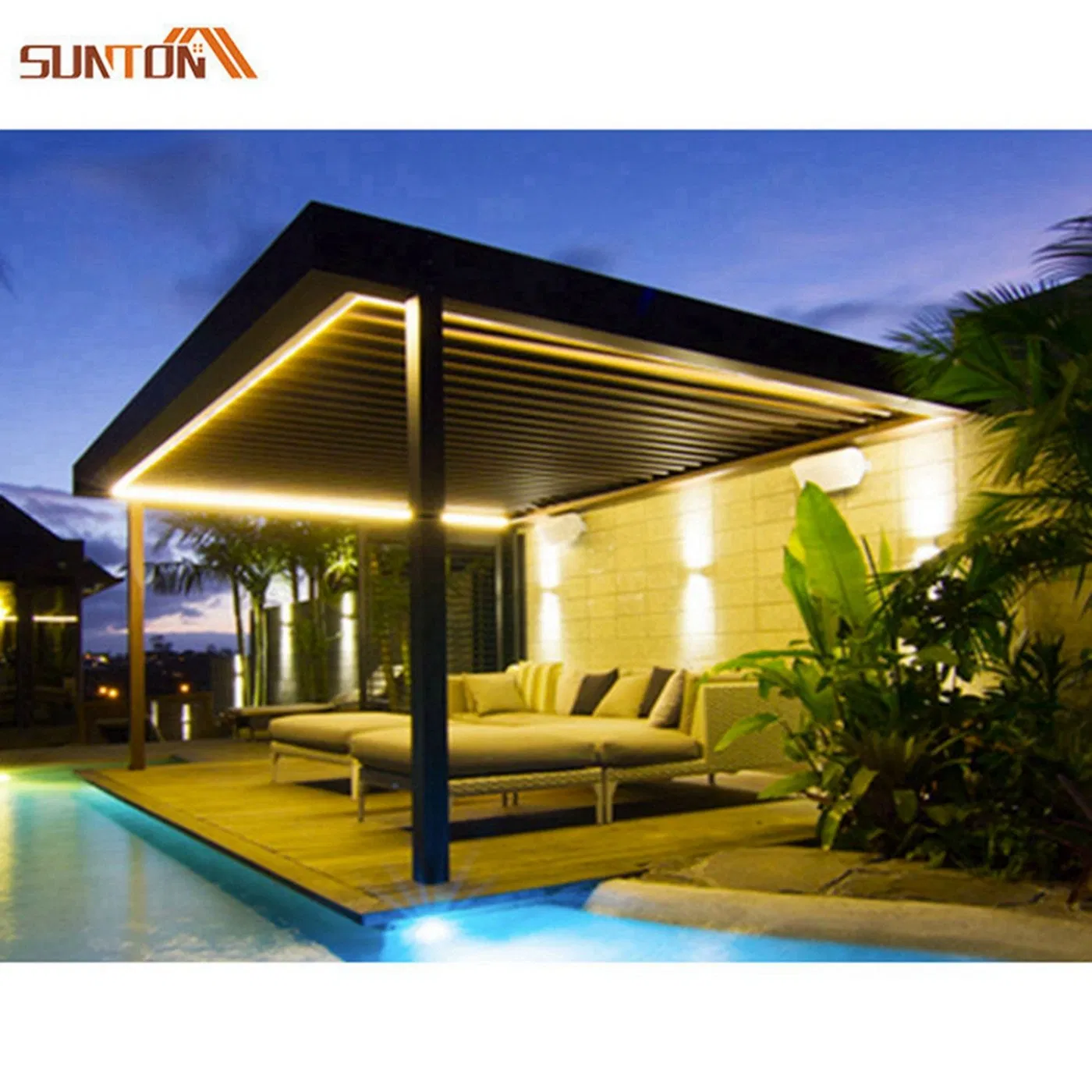 Electrical Aluminum Bioclimatic Pergola Arches Trees Roof Pavilion for Arbours Pergolas & Bridges