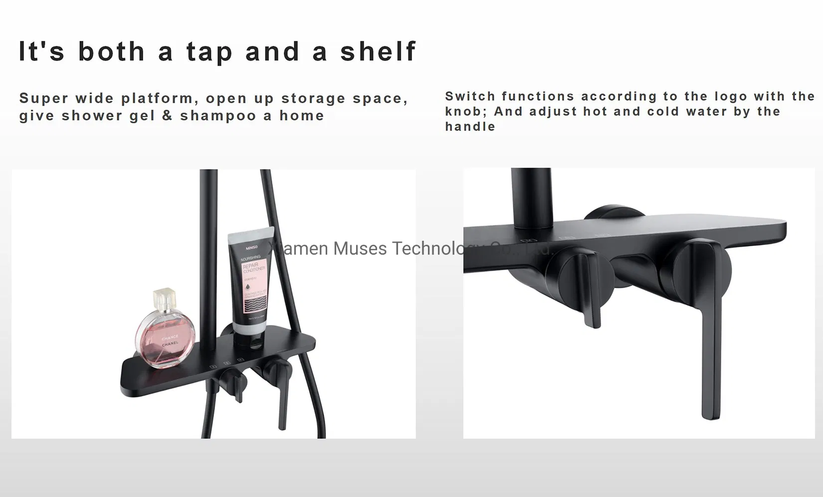 3-Way Wall-Mounted Brass Modern Luxury Bathroom Thermostatic Rainfall Rain Shower System Set Bath Mixer Faucet Bar Shower Panel Shower Column with Hand Shower