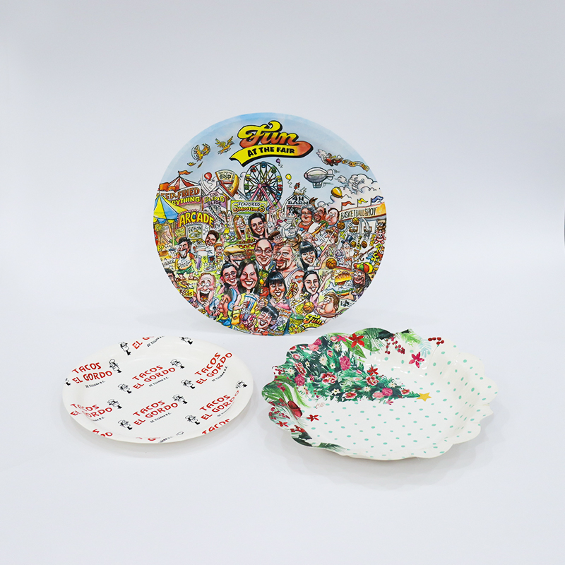 Elegant White Disposable Custom Printed Paper Food Cake Dinner Dinnerware Biodegradable Plate
