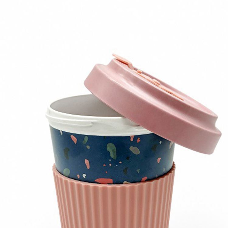 Custom Printed Bamboo Fiber Biodegradable Cups Eco-Friendly Reusable Mugs for Camping