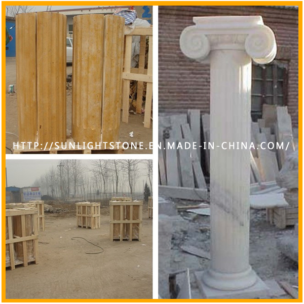 Round Polished Solid White Rosa Marble/Onyx Column/Pillar for Interior Decoration in Hotel