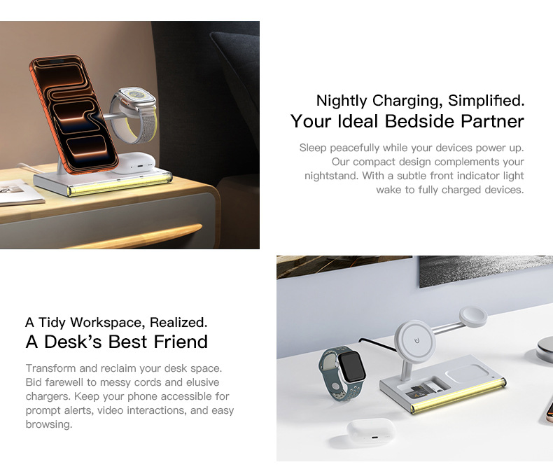 Hot Selling 15W Fast Qi Wireless Charging 3 in 1 Wireless Charger