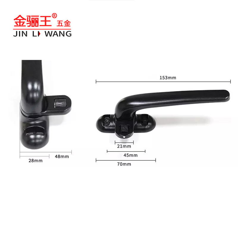Aluminum Door Window Hardware Black Seven Shape Window Handle