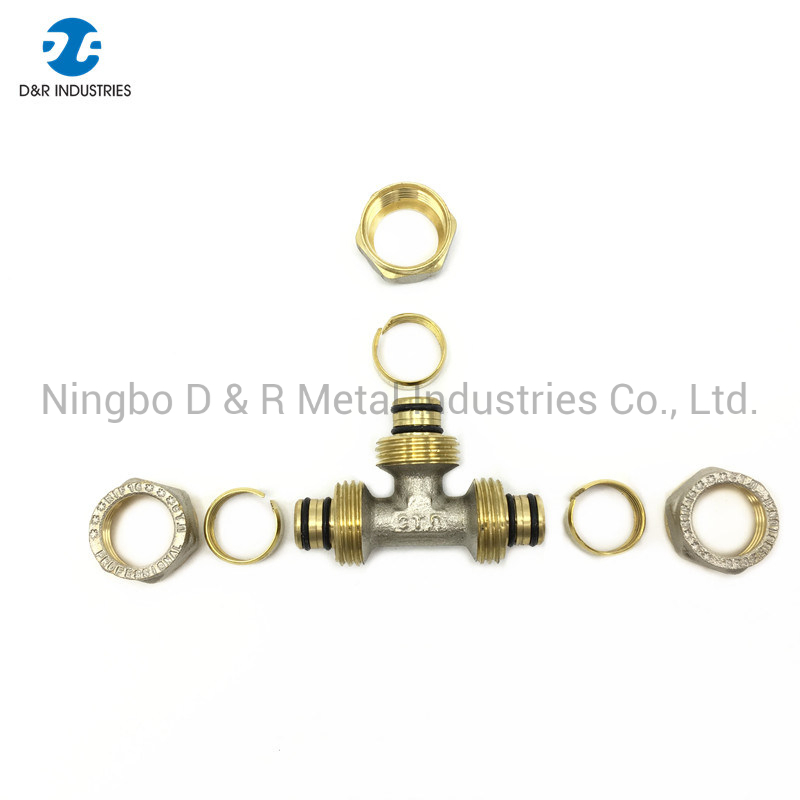 Brass Compression Fittings Copper Tee for Pex Al Pex Pipe