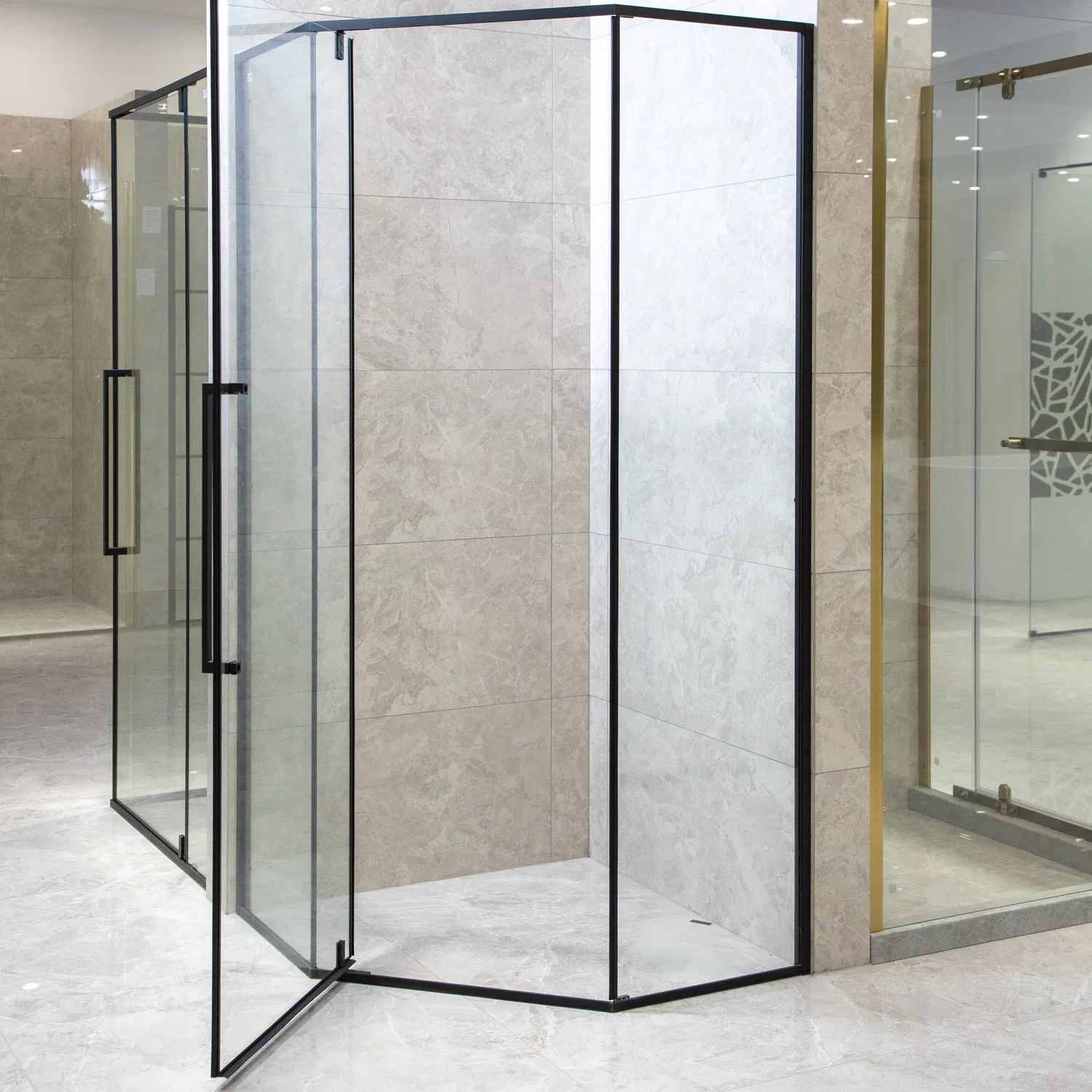 Shower Door Tempered Glass Hot Selling Diamond Design Three Glasses