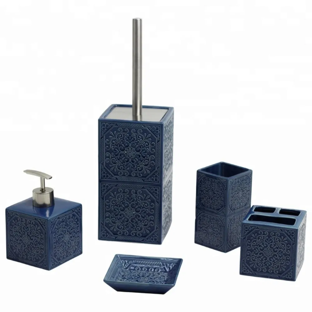 Glossy Black Ceramic Bathroom Accessories Set 4 Pieces Ideal for Homes Hotels Guest Suites Vacation Rentals or Apartments