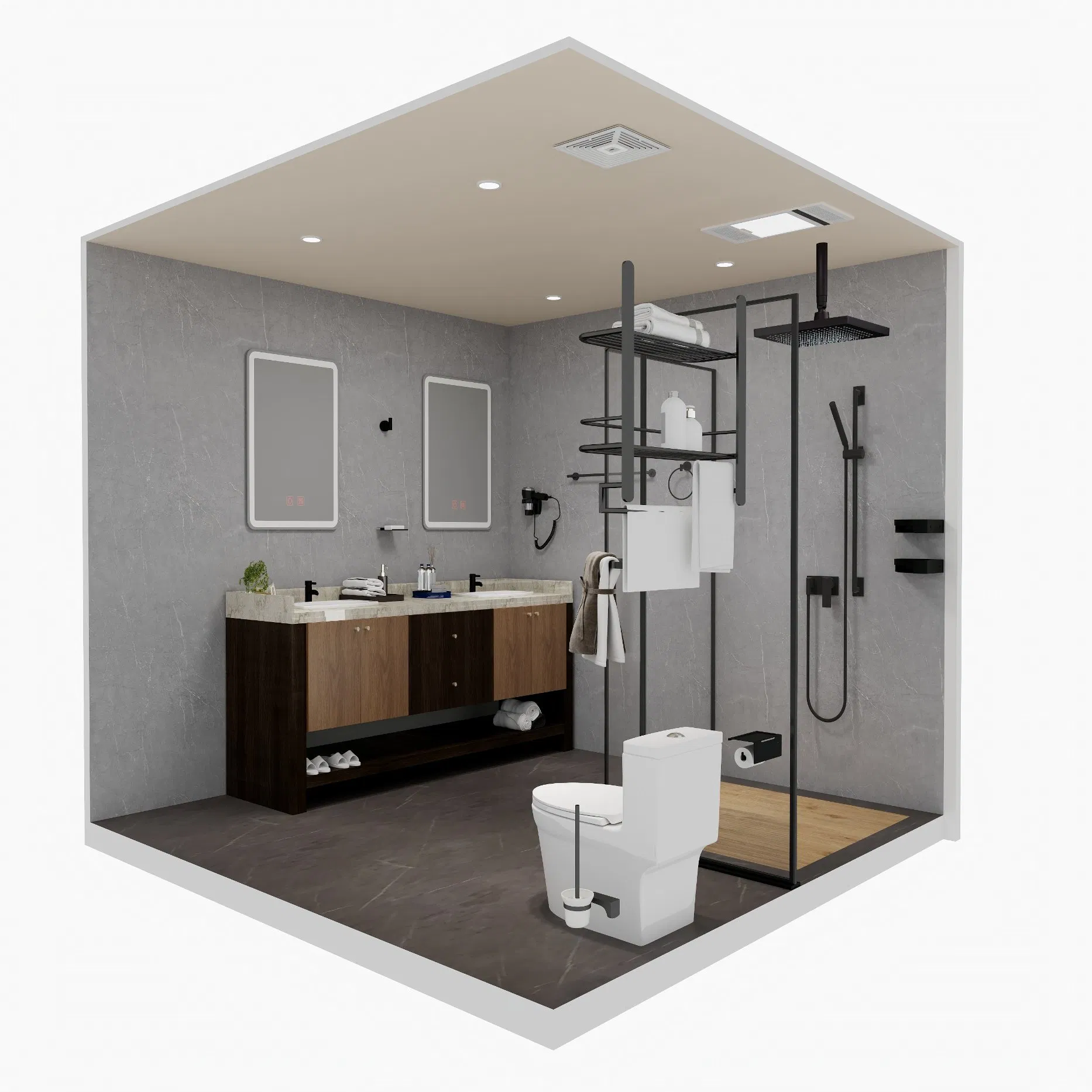 Big Bathroom Unit Shower and Toilet All in One Kit Luxury Complete Indoor Portable Prefab Modular Bathroom Pod