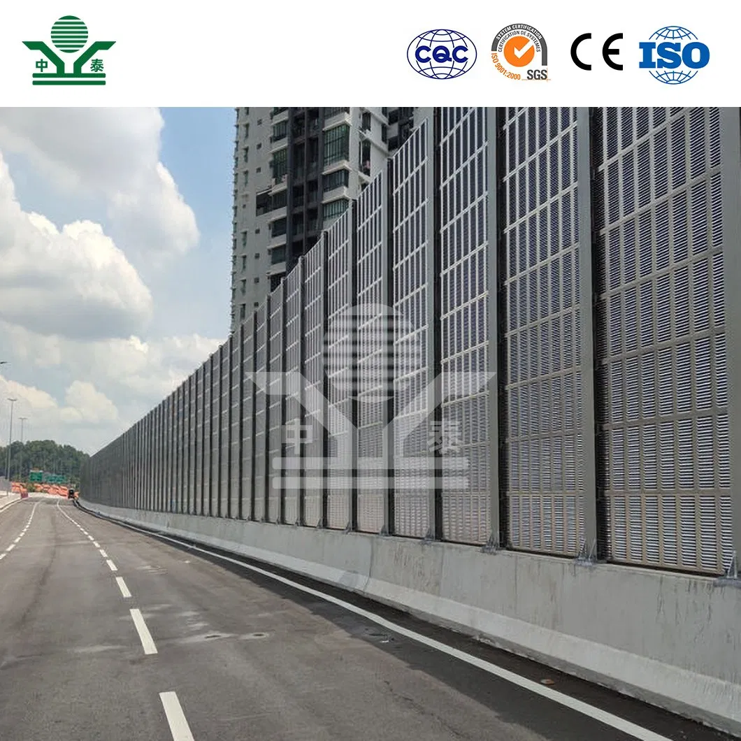 Zhongtai Freeway Sound Barrier Walls China Manufacturing Soundproof Fence Barrier Louver Hole Type Noise Wall Highway