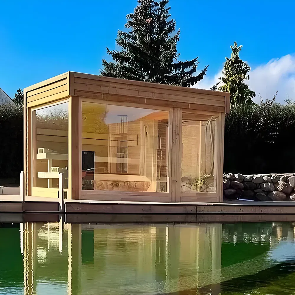 Уличная сауна с паром и купелью для водной терапии