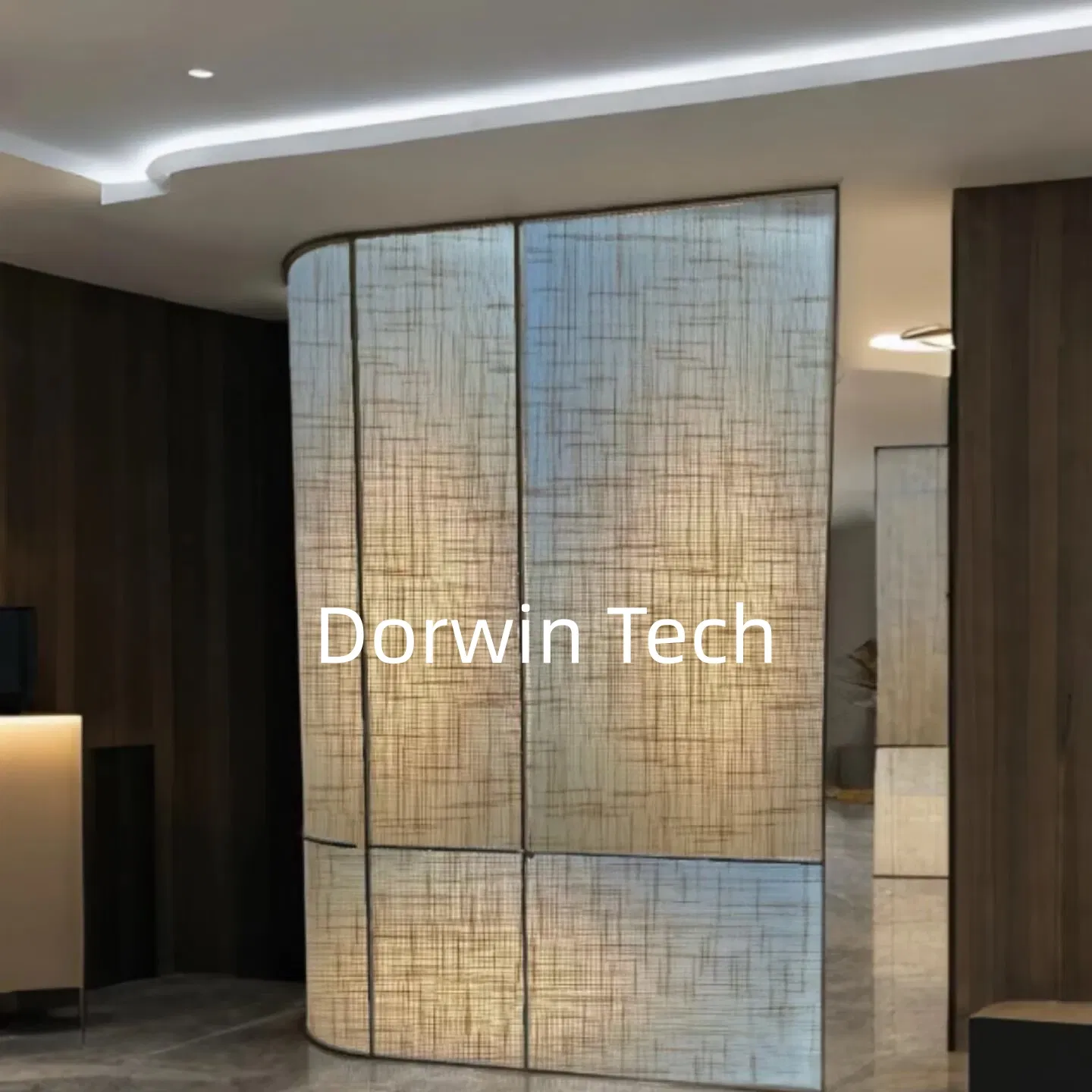 Nfrc CE Ultra Thin Slim Frame Pattern Wired Mesh Glass Partition Door