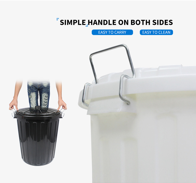 Large Outdoor Plastic Waste Bin with Handle Cover Rubbish Bin for Warehouse