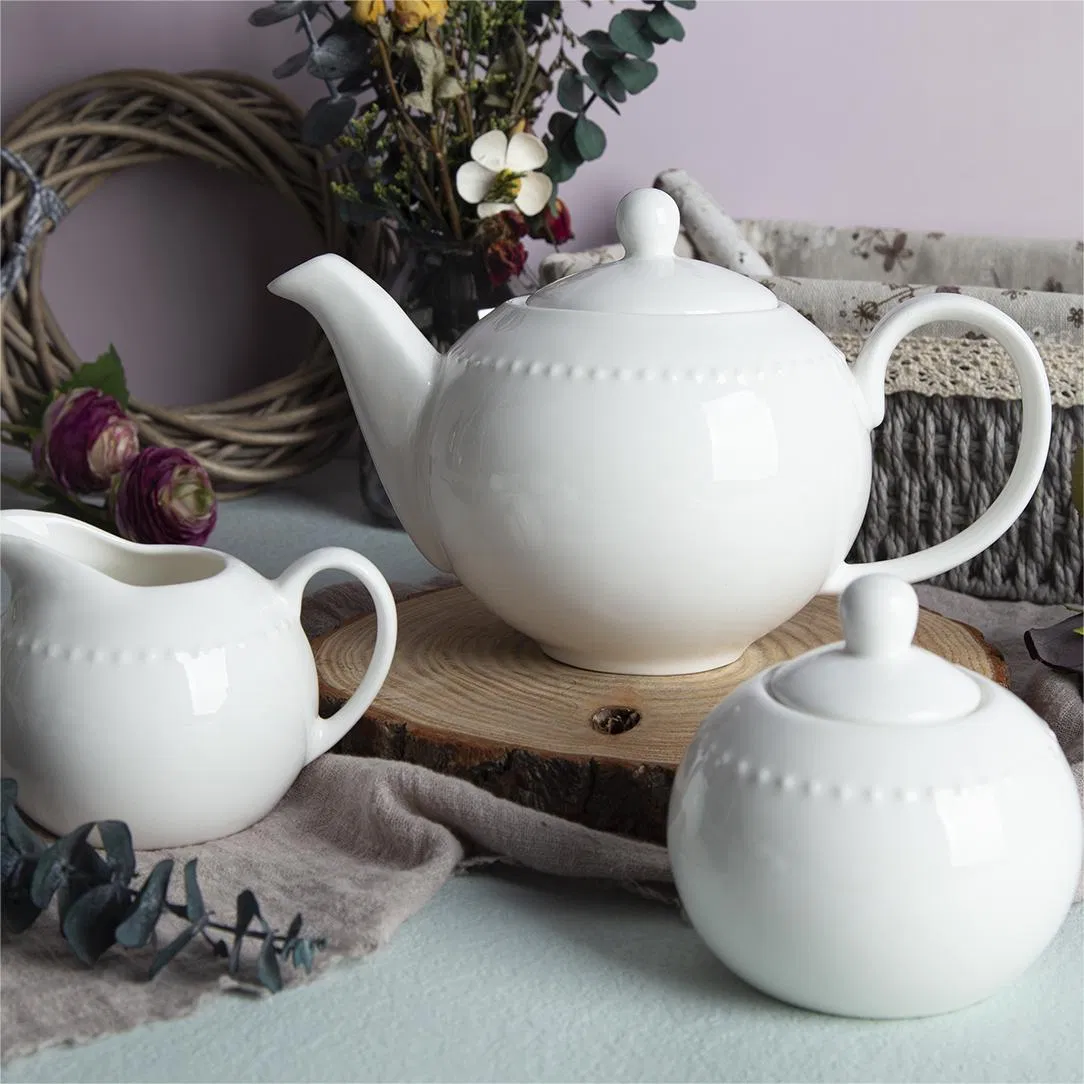 Elegant 10.5" New Bone China Dinner Plate with Embossed Dots