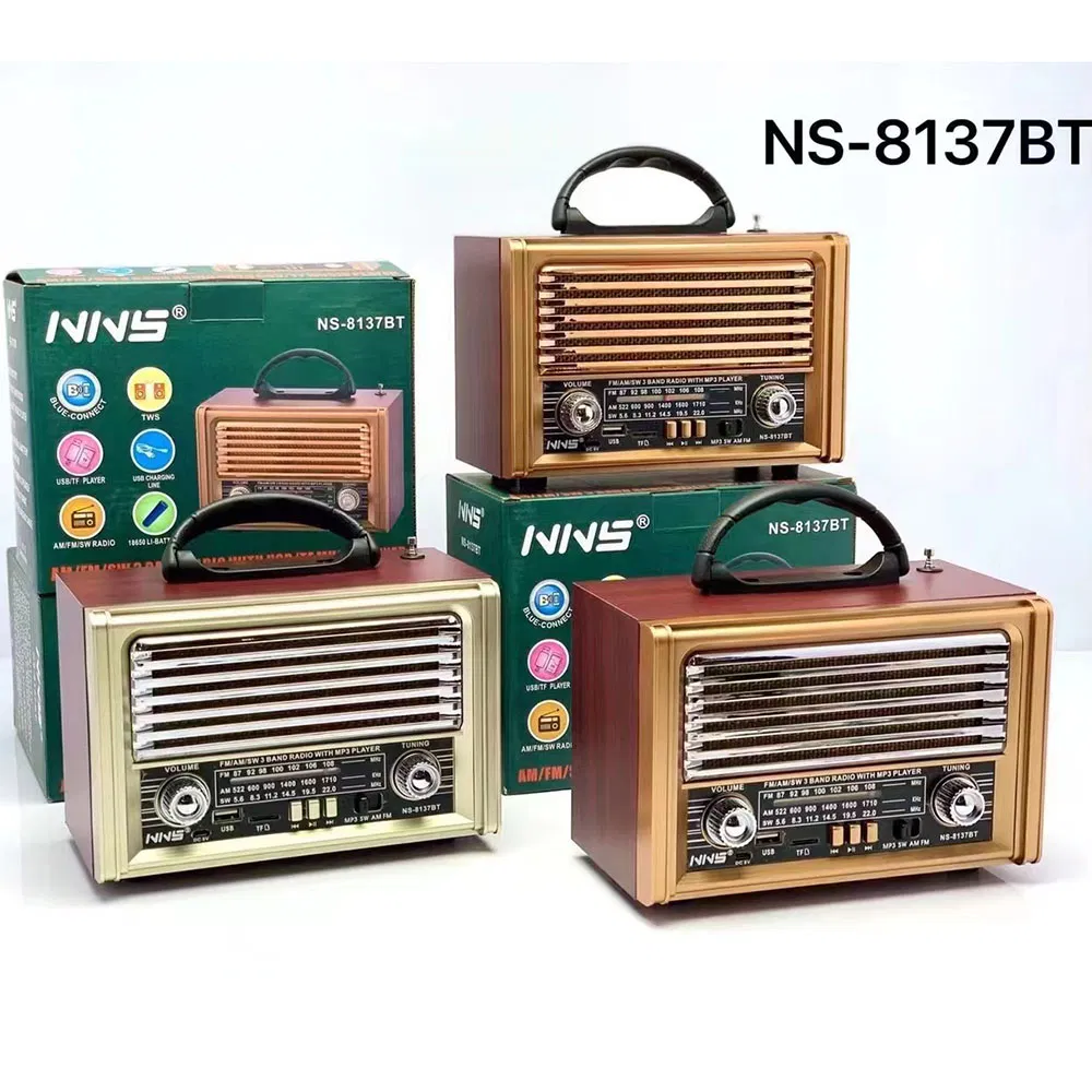 Ретро радио NS-8137BT с Bluetooth, деревянный корпус