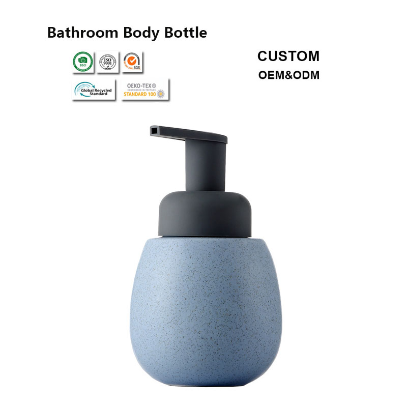400ml Porcelain Press Pump Bathroom Ceramic Bottle for Home Hotel Shower Gel