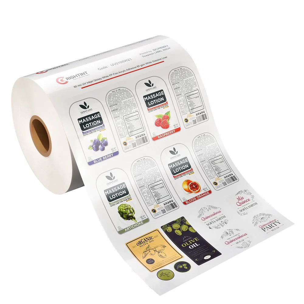 Glossy White BOPP Roll for UV Inkjet Drum Warning Sticker