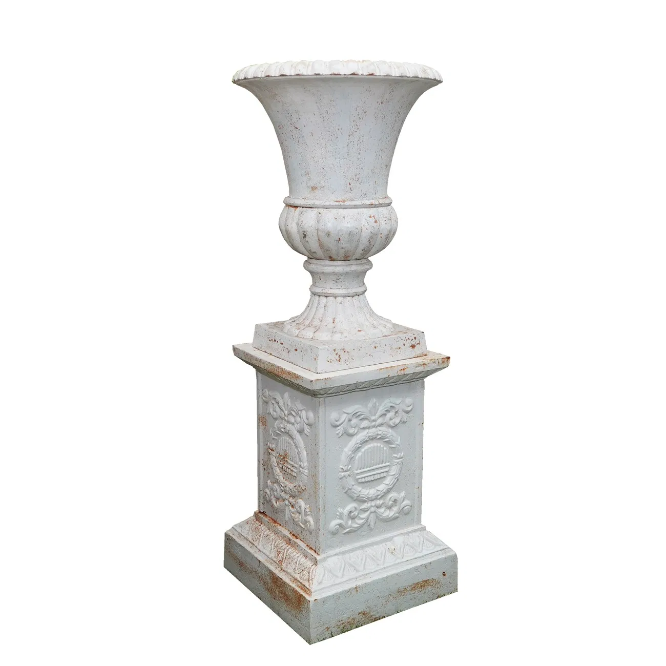 Rusty Finish Cast Iron Garden Urn Planter for Tabletop Display