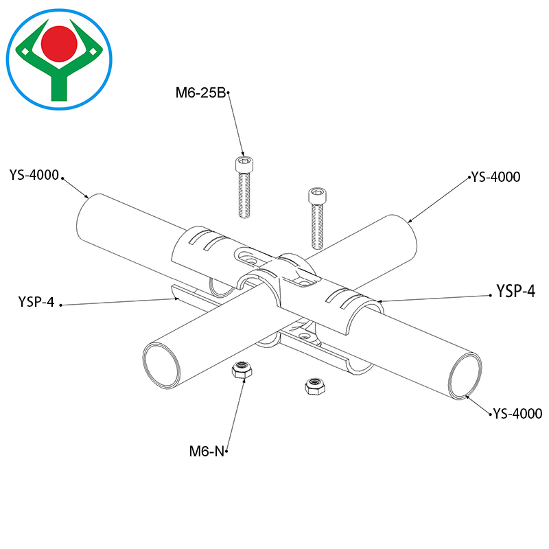 Ys-4 Black Electrophoresis SPHC 3 Way Cross Steel Joint Set for Lean Production Line