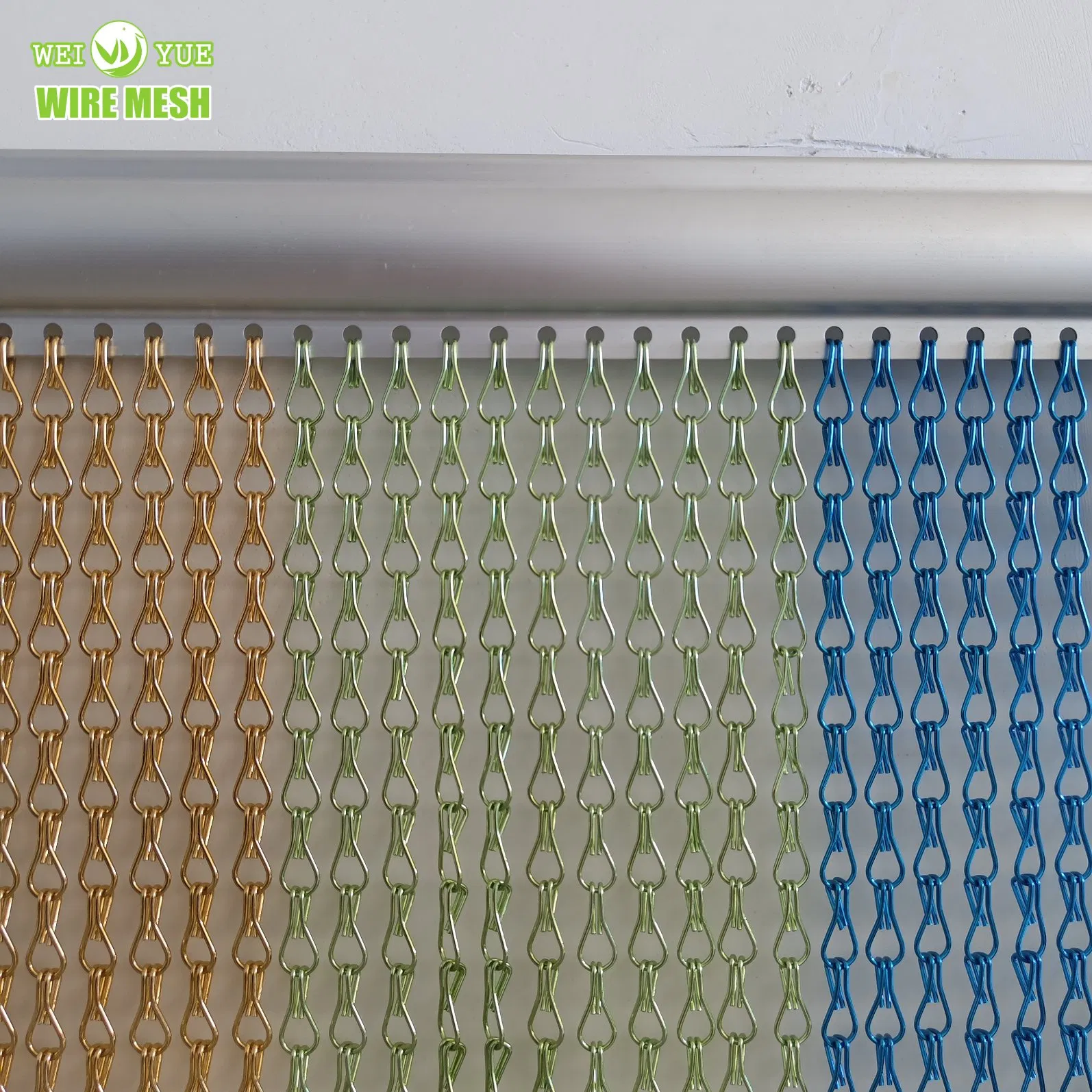 Hotel Shopping Mall Chain Double Hook Aluminum Net Metal Wire Mesh Ceiling Decorative Partition Door Woven Curtain Door