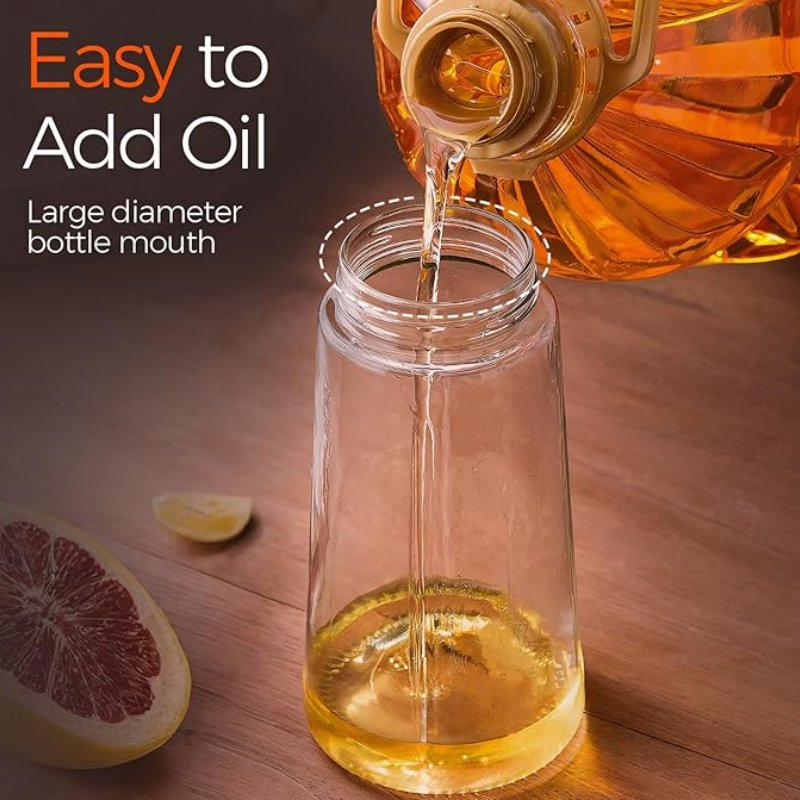 New Glass Spray Pour Dual-Use Oil Bottle Large Capacity Oil Bottle for Kitchen One-Piece Press Sprayer