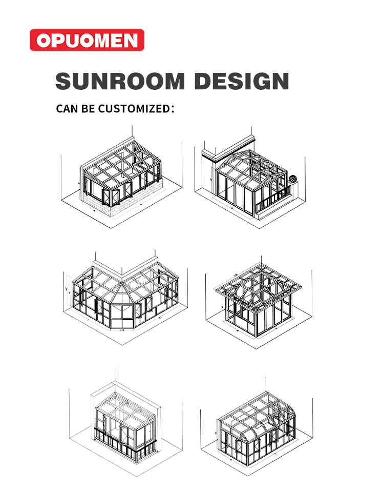 Customized Outdoor Aluminum Sunroom with Insulated Glass for Courtyards