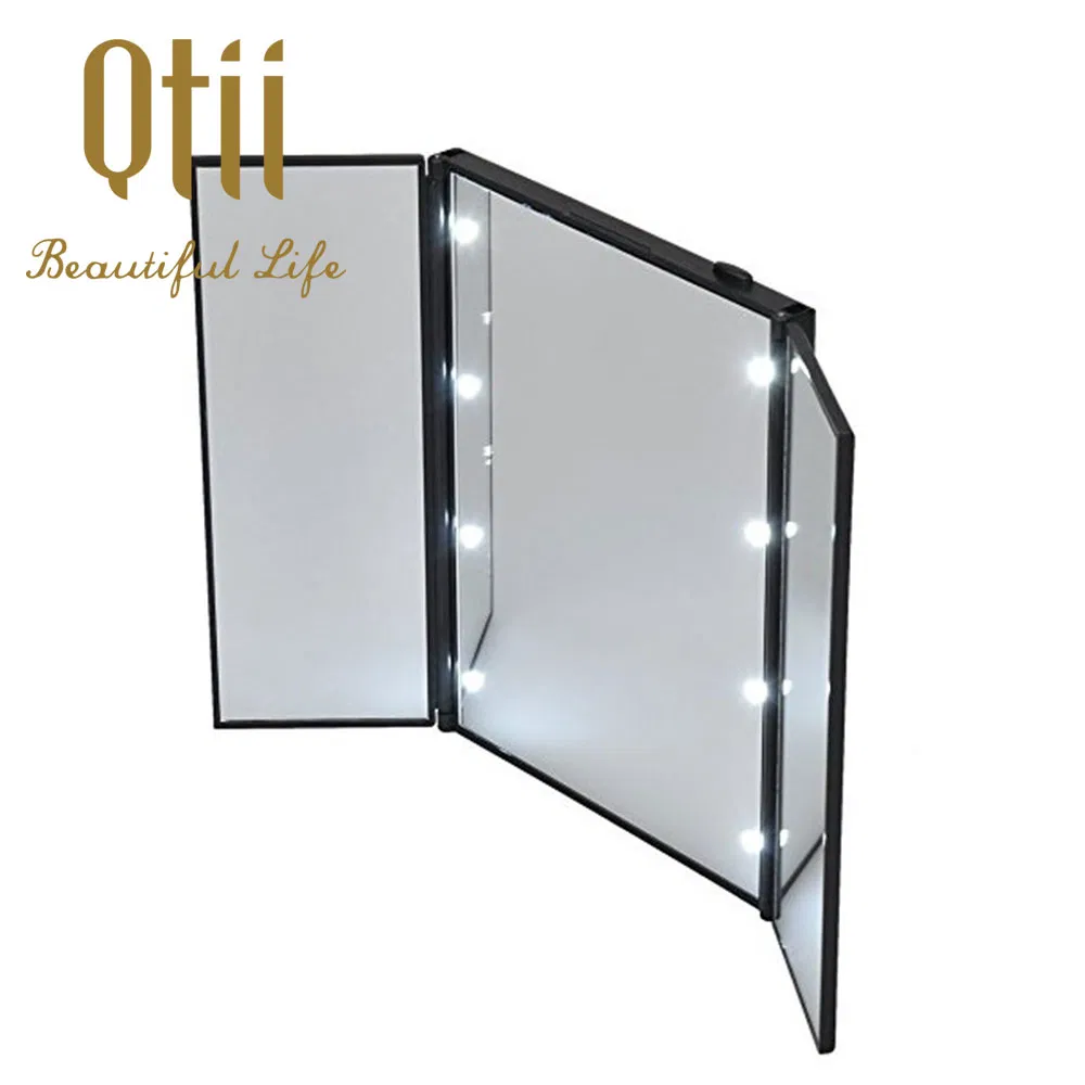 8 PCS LED Lighted 3 Folds Touch Sensor Makeup Mirror Used by Batteries