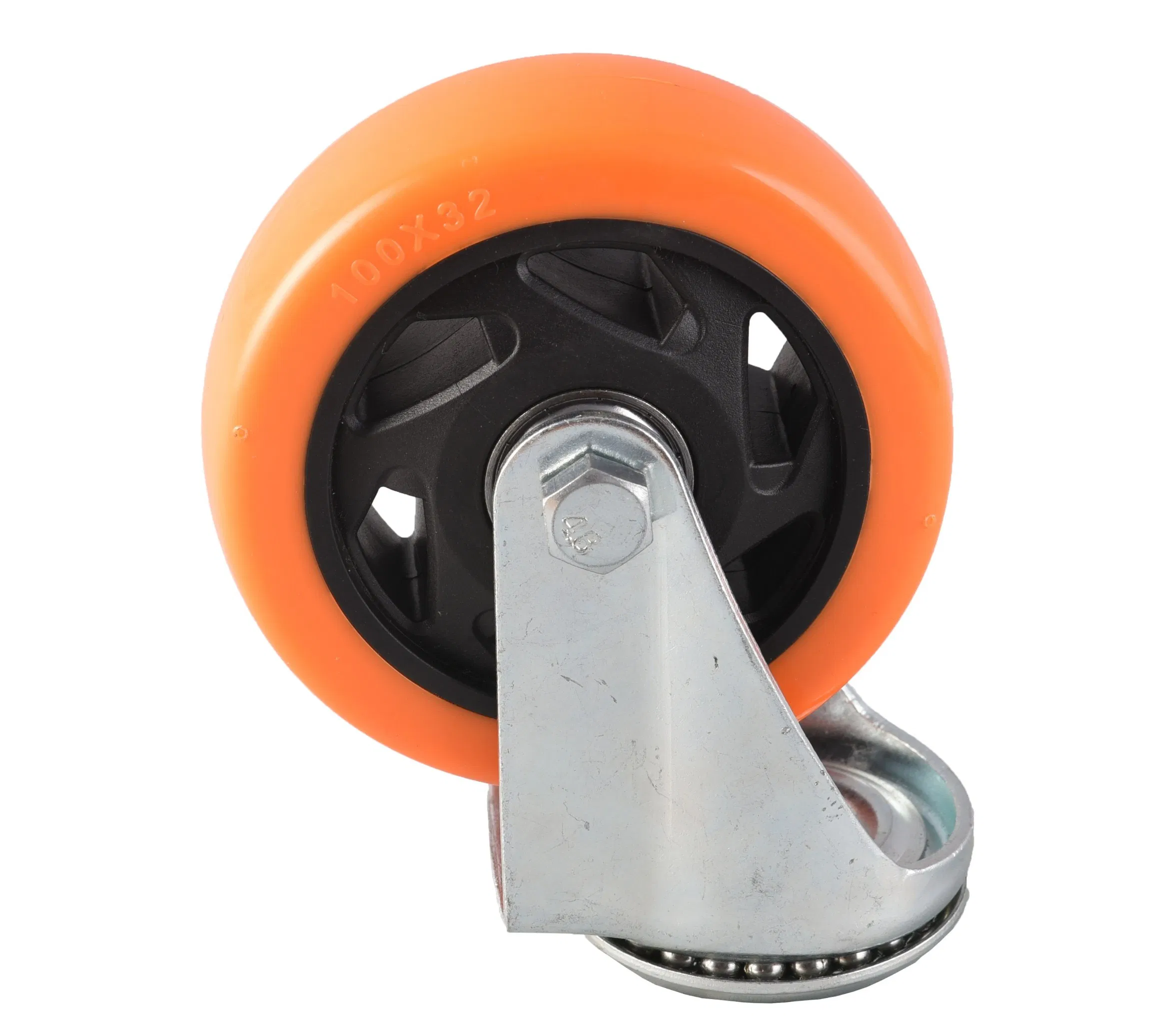 M13 Medium Duty Type Fixed Swivel Brake Threaded Stem Bolt Hole PU Caster Wheel for Handcart