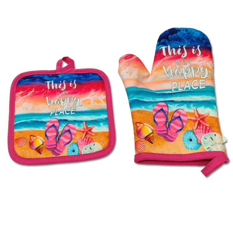 Custom Printed Personalized Sublimation Tropical Beach Souvenir Bahamas Hawaiian Oven Mitts with Logo